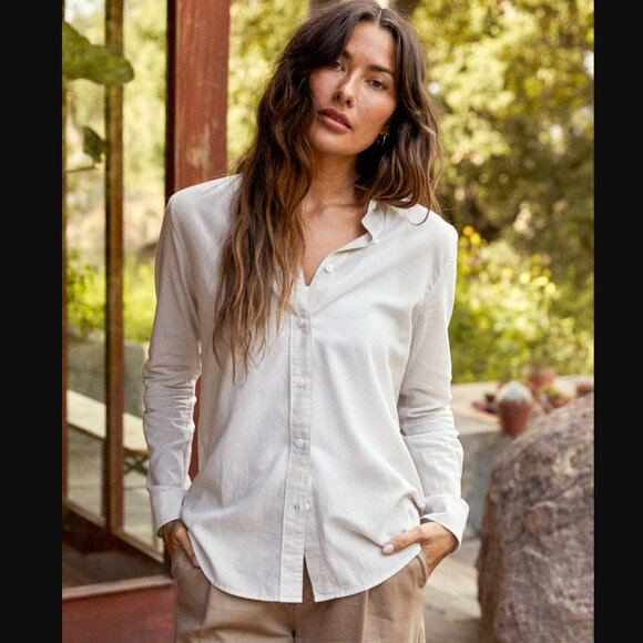 Outerknown Windrift Shirt in Desert Banker Stripe | Size M - Picture 2 of 10